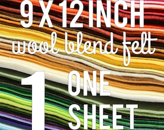 Felt by the Sheet | 9" x 12" | One (1) Sheet of Wool Blend Felt | You Choose Color | DIY