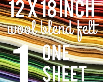 Felt by the Sheet | 12" x 18" | One (1) Sheet of Wool Blend Felt | You Choose Color | DIY