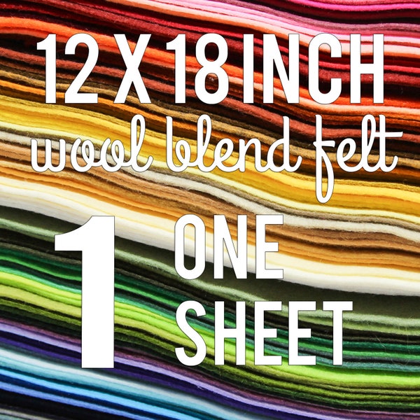 Felt by the Sheet | 12" x 18" | One (1) Sheet of Wool Blend Felt | You Choose Color | DIY