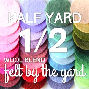 Felt by the Yard Half 1/2 Yard of Wool Blend Felt 18 X 36 DIY 