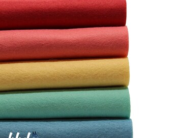 Wool Blend Felt Sheets Collection | Summer Camp Colors | 6 sheets | You Pick Size