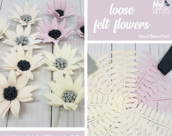 Loose Felt Flowers | Susan Flower Collection | Morning Mist | DIY or We Assemble | Makes 12 Wool Blend Felt Flowers  | Tutorial