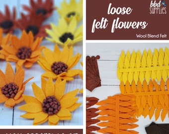 Loose Felt Flowers | Susan Flower Collection | Sunflower Fields | DIY or We Assemble | Makes 12 Wool Blend Felt Flowers  | Tutorial