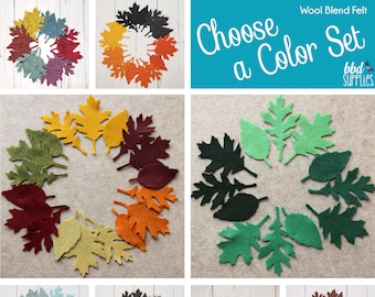 Wool Blend Felt Leaves | 36 Tattered Leaves | Pick a Color Set | DIY  | 3 Shapes