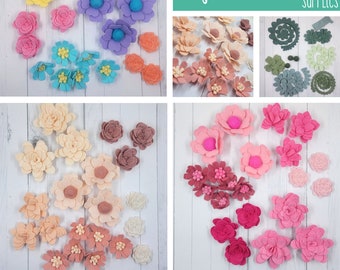 Loose Felt Flowers | Farrah Flower Collection | Pick your Color Set | DIY or We Assemble for you | 21 Wool Blend Felt Flowers  | Tutorial