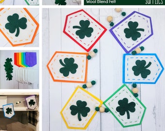 Shamrock Flag Garland Kit | 5 foot | Felt Banner | St. Patrick's Day Mantel Decor | Beginner Adult Craft Kit | DIY