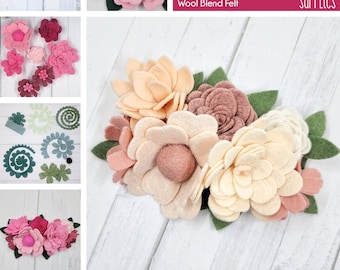 Felt Flower Headband Kit | Farrah | Beginner Adult Craft Kit | Makes 1 Floral Crown | Choose a color set | DIY