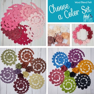 Wool Blend Felt Flowers | 12 3D Rolled Dahlia | Pick a Color Set | DIY | Unassembled Flowers