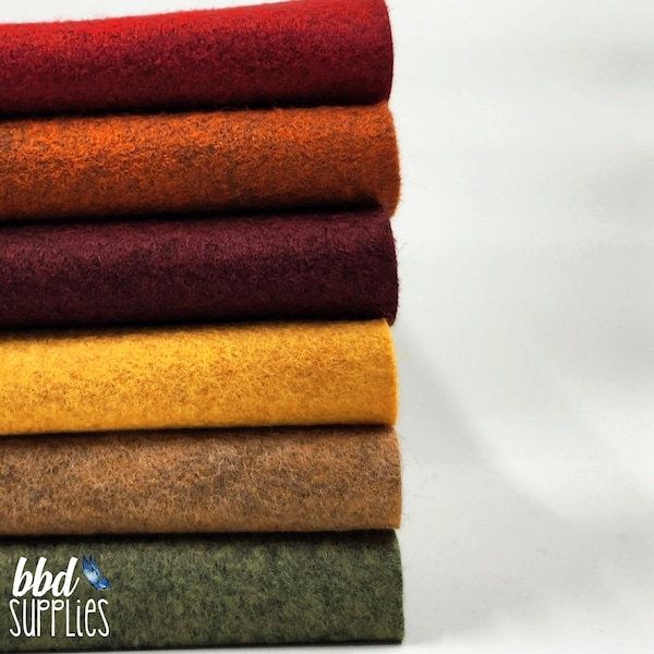 Wool Blend Felt Sheets Collection | Falling Leaves Colors | 6 sheets | You choose size