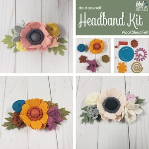 Felt Flower Headband Kit | Sabrina | Beginner Adult Craft Kit | Makes 1 Floral Crown | Choose a color set | DIY