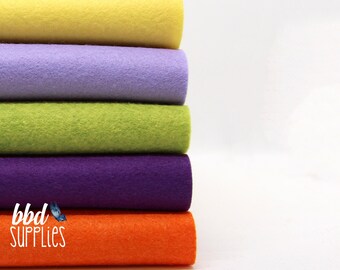 Wool Blend Felt Sheets Collection | Hocus Pocus Colors | 6 sheets | You choose size