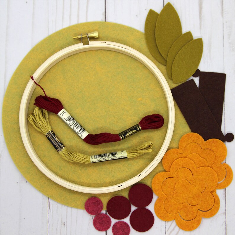Wool Blend Felt Flowers DIY Fall Felt and Embroidery Hoop Etsy