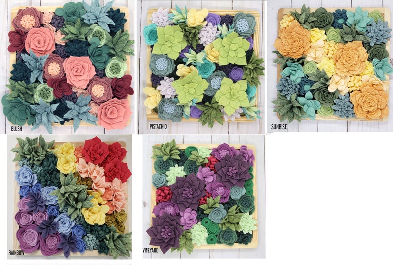 Vineyard Felt Succulent Kit 35 Wool Felt Succulents Adult Craft Kit Felt DIY Artificial Succulents Wool Blend Felt Flowers Tutorial image 9