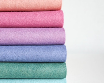 Wool Blend Felt Sheets Collection | Watercolors Colors | 6 sheets | You choose size