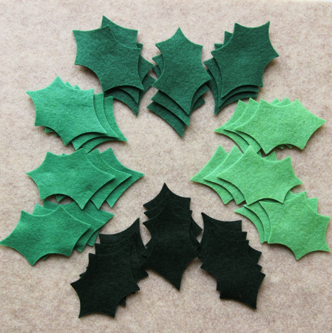 Wool Blend Felt Leaves 36 Large Holly Leaves Pick a Color Etsy