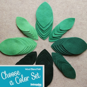 Wool Blend Felt Leaves | 48 Birch Leaves | Pick a Color Set | DIY  | 2 Sizes