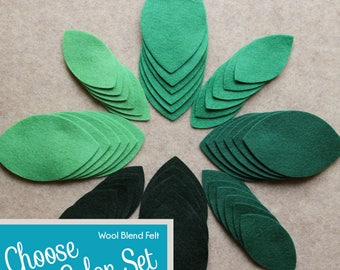 Wool Blend Felt Leaves | 48 Birch Leaves | Pick a Color Set | DIY  | 2 Sizes