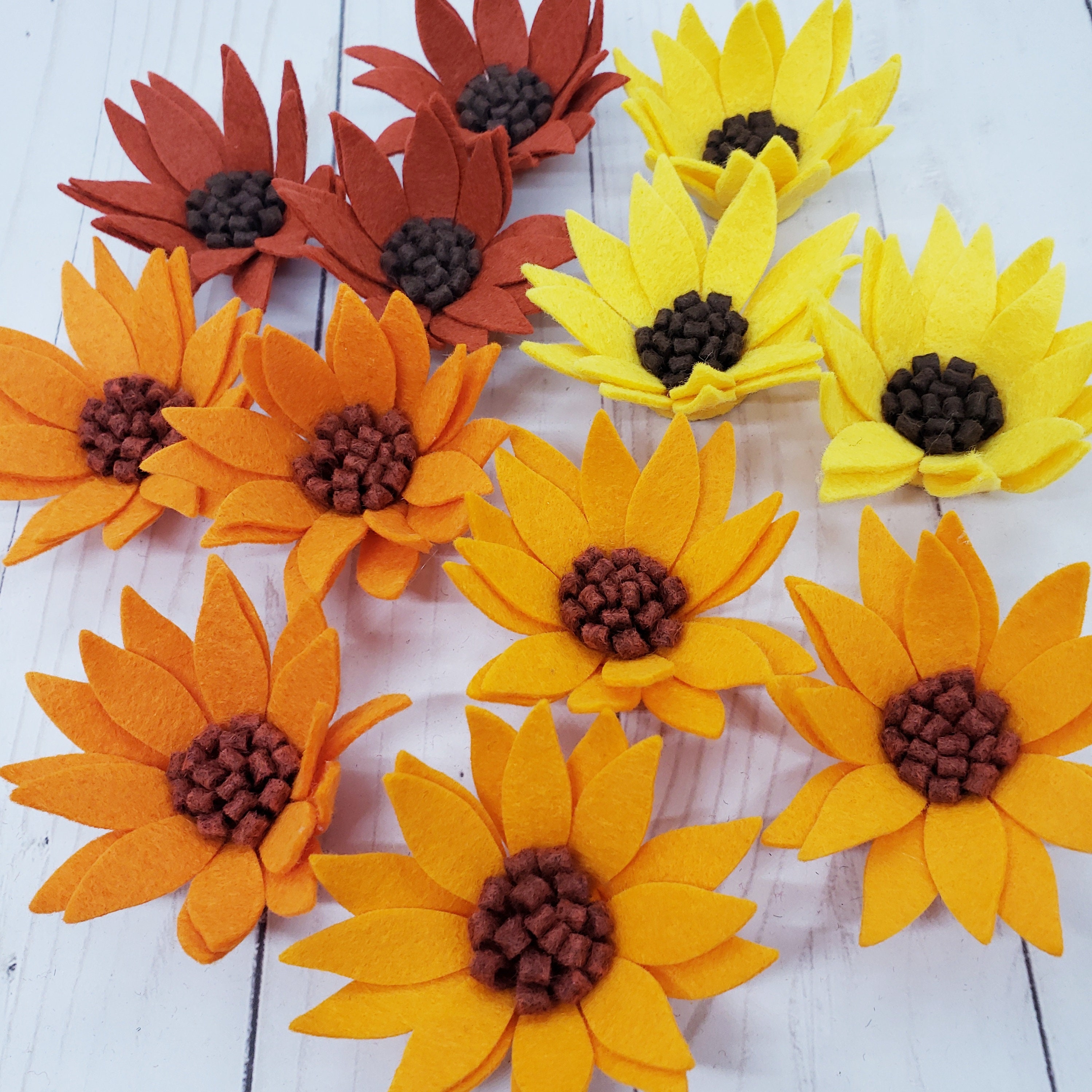 Loose Felt Flowers Susan Flower Collection Sunflower Etsy