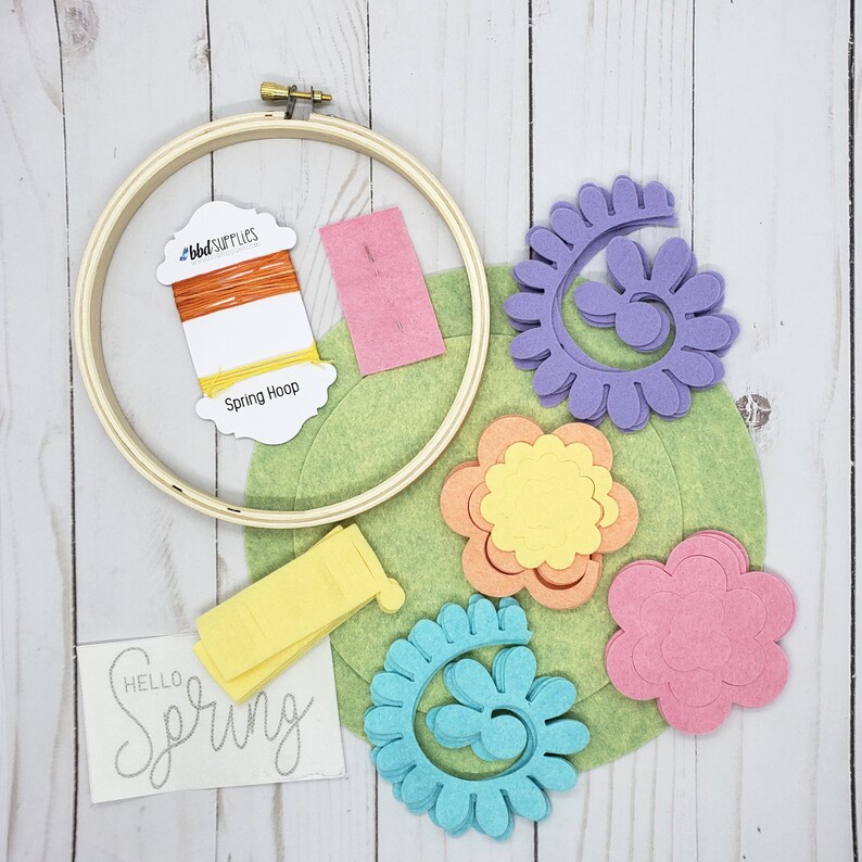 DIY Felt Embroidery Hoop Kit Wool Felt Flowers Hello Fall Etsy