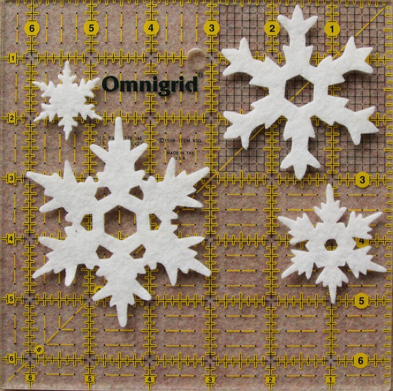 Wool Blend Felt Shapes 12 Snowflakes Style 7 Pick a Color Set DIY 48 Unassembled Shapes image 2