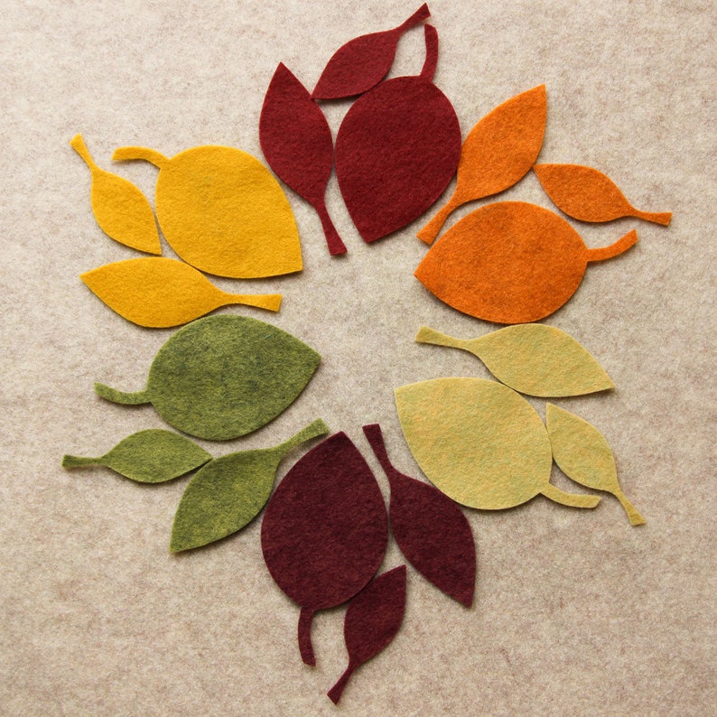 Wool Blend Felt Leaves 36 Aspen Leaves Pick a Color Set Etsy
