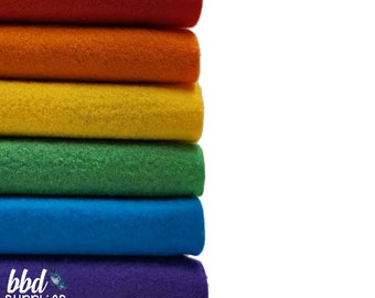 Wool Blend Felt Sheets Collection | Rainbow Bright Colors | 6 sheets | You choose size