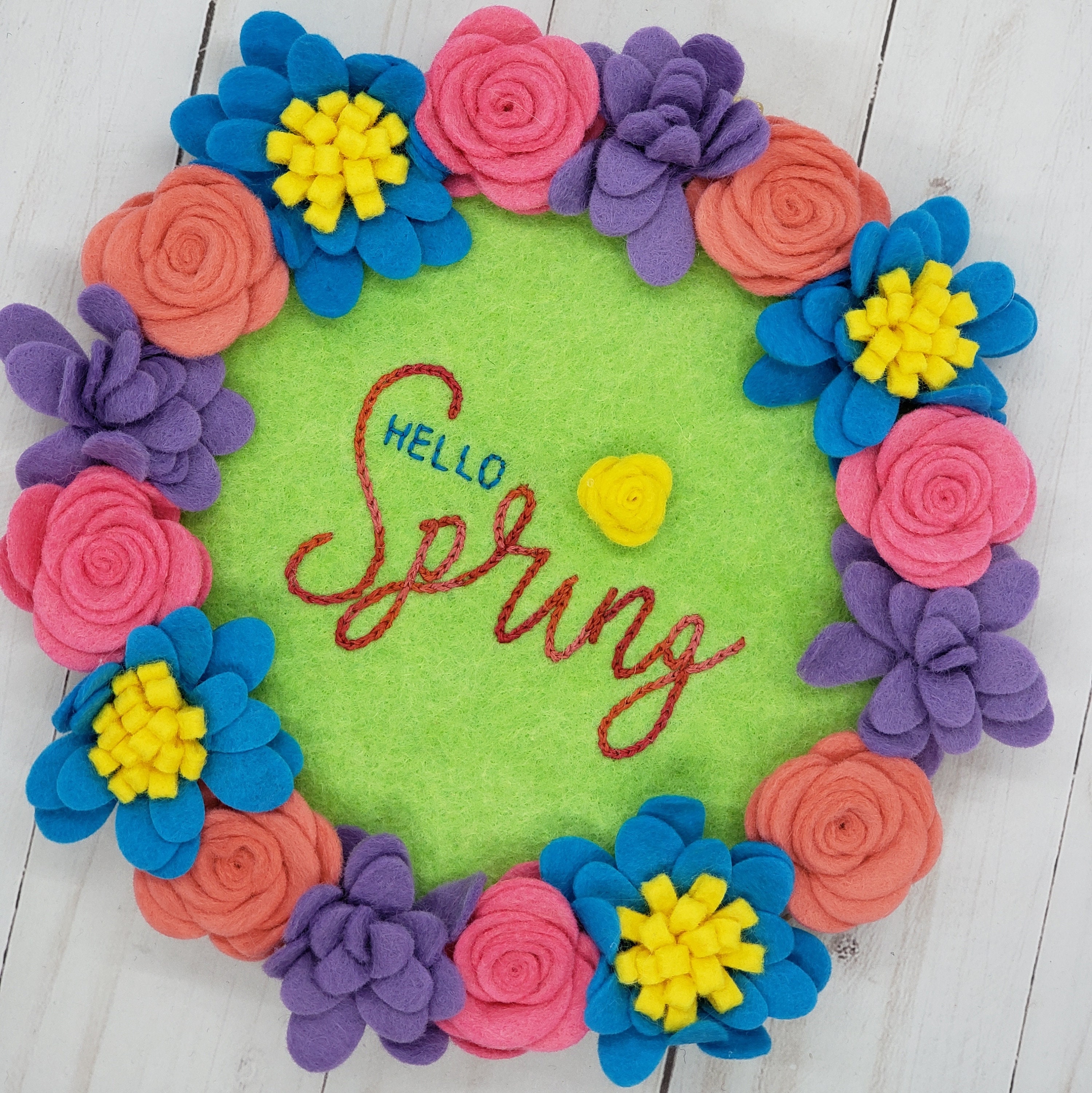 DIY Felt Embroidery Hoop Kit Wool Felt Flowers Hello Fall Etsy