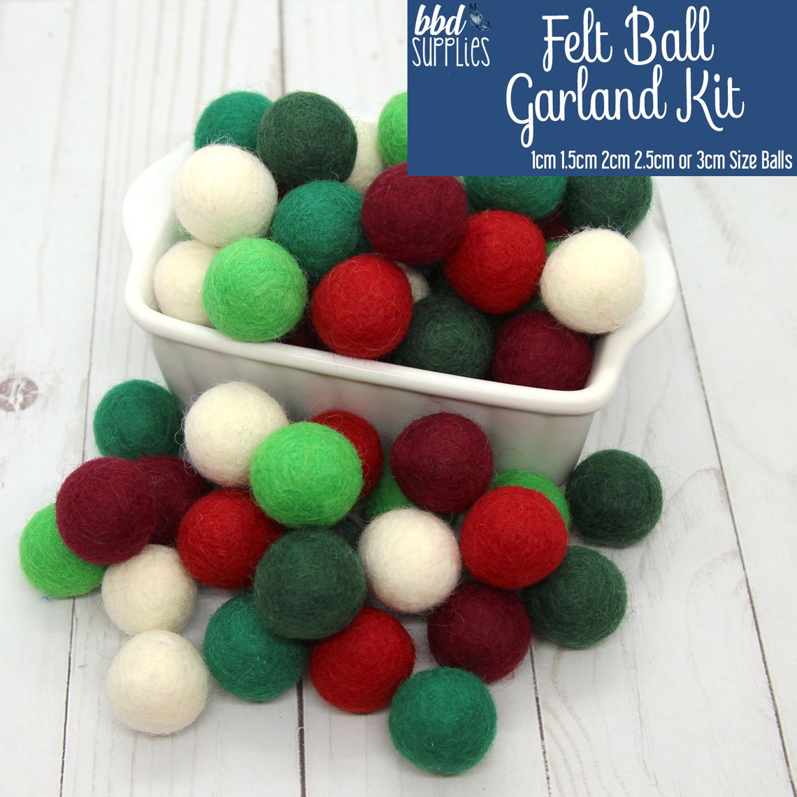 Wool Felt Balls Garland Kit Deck the Halls You Choose Size Etsy