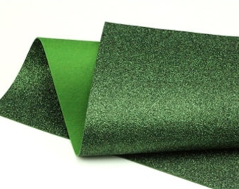 Dark Green Glitter - Glitter Wool Felt Sheets - You choose size