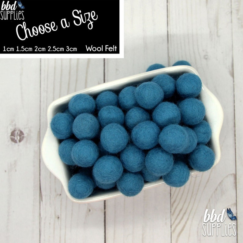 You choose size Peacock Blue Felt Pom Poms| Felt Beads DIY Wool Felt Balls Felt Garland