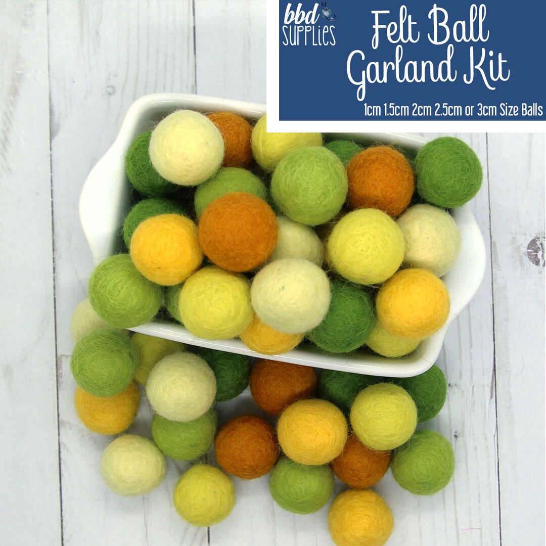 Wool Felt Balls Garland Kit Citrus Cooler You Choose Size Etsy