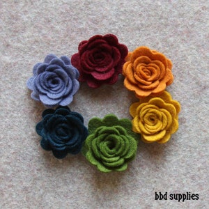 12 Large Wool Blend Felt 3D Roses Die Cut Applique Flowers - Sweet Dreams