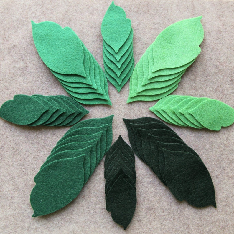 Wool Blend Felt Leaves 48 Regular Leaves Pick a Color Set Etsy
