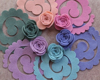 Wool Blend Felt Flowers | 12 Large 3D Rolled Roses | Pick a Color Set | DIY | Unassembled Rosettes