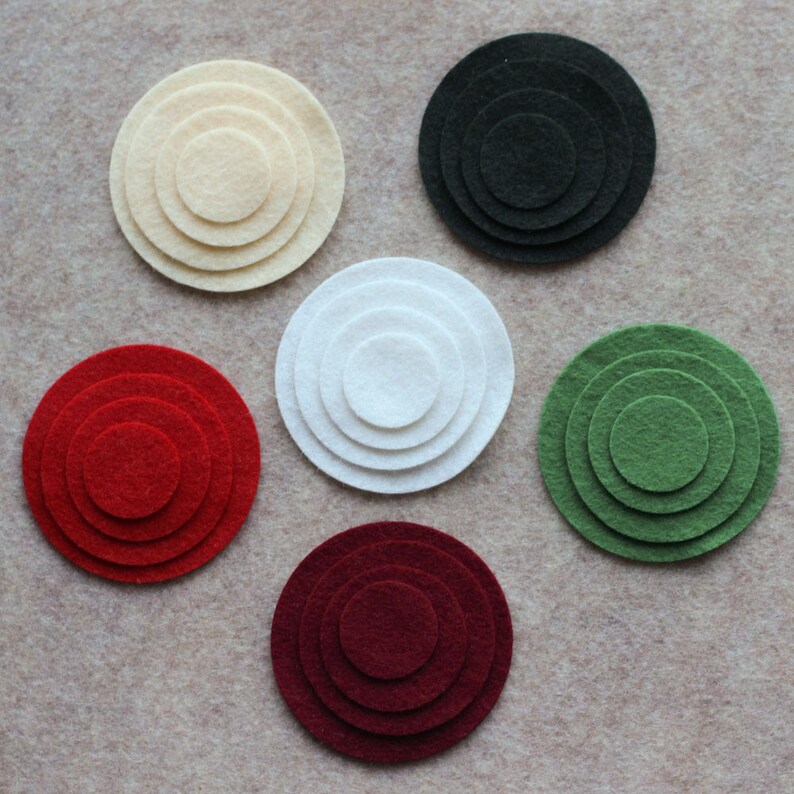 Wool Blend Felt Circles 12 Circle Sets Pick a Color Set Etsy
