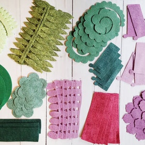 Vineyard Felt Succulent Kit 35 Wool Felt Succulents Adult Craft Kit Felt DIY Artificial Succulents Wool Blend Felt Flowers Tutorial image 5