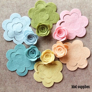 Wool Blend Felt Flowers | 12 Medium 3D Rolled Roses | Pick a Color Set | DIY | Unassembled Rosettes
