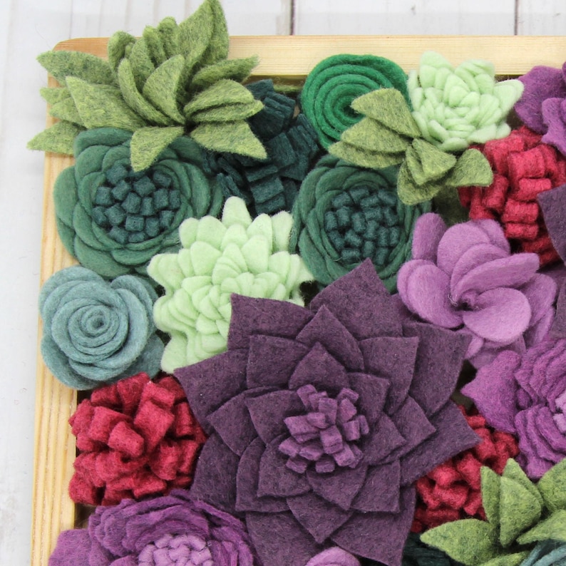 Vineyard Felt Succulent Kit 35 Wool Felt Succulents Adult Craft Kit Felt DIY Artificial Succulents Wool Blend Felt Flowers Tutorial image 2