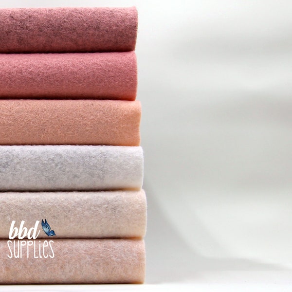 Wool Blend Felt Sheets Collection | Morning Blush Colors | 6 sheets | You choose size