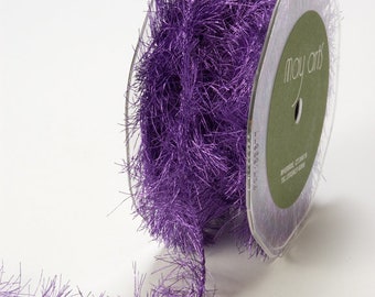 Metallic Wired Eyelash Ribbon - Lavender - 1.5 inch  - You Choose Yards