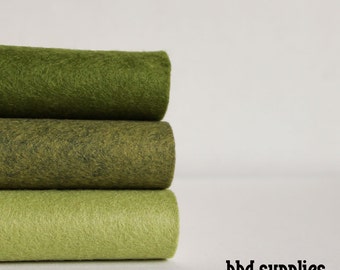 Wool Blend Felt Sheets Collection | Greensleeves Colors | 3 sheets | You choose size