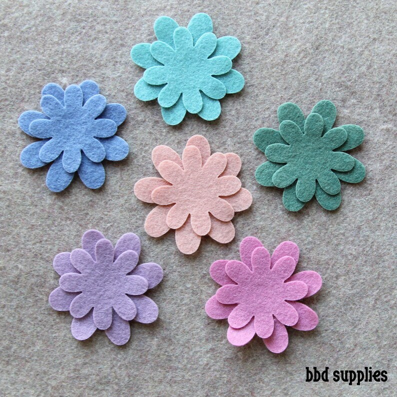 Wool Blend Felt Flowers 12 Mini Daisies Pick a Color Set Etsy