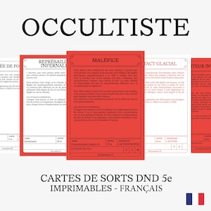 Cartes de sorts DnD 5e en Français | OCCULTISTE | Accessoires D&D et Jeux de Rôle | PDF Téléchargeable et Imprimable | Plusieurs couleurs