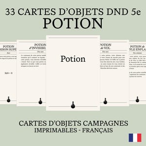 Cartes d'objets POTION | Donjons et Dragons 5e | Manuel du joueur | Accessoires D&D et Jeux de Rôle | PDF Téléchargeable et Imprimable