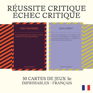Pacote de 30 cartas de Xadrez Crítico e Sucesso Crítico | Em francês | Acessórios de D&D e RPG | PDF para download e impressão