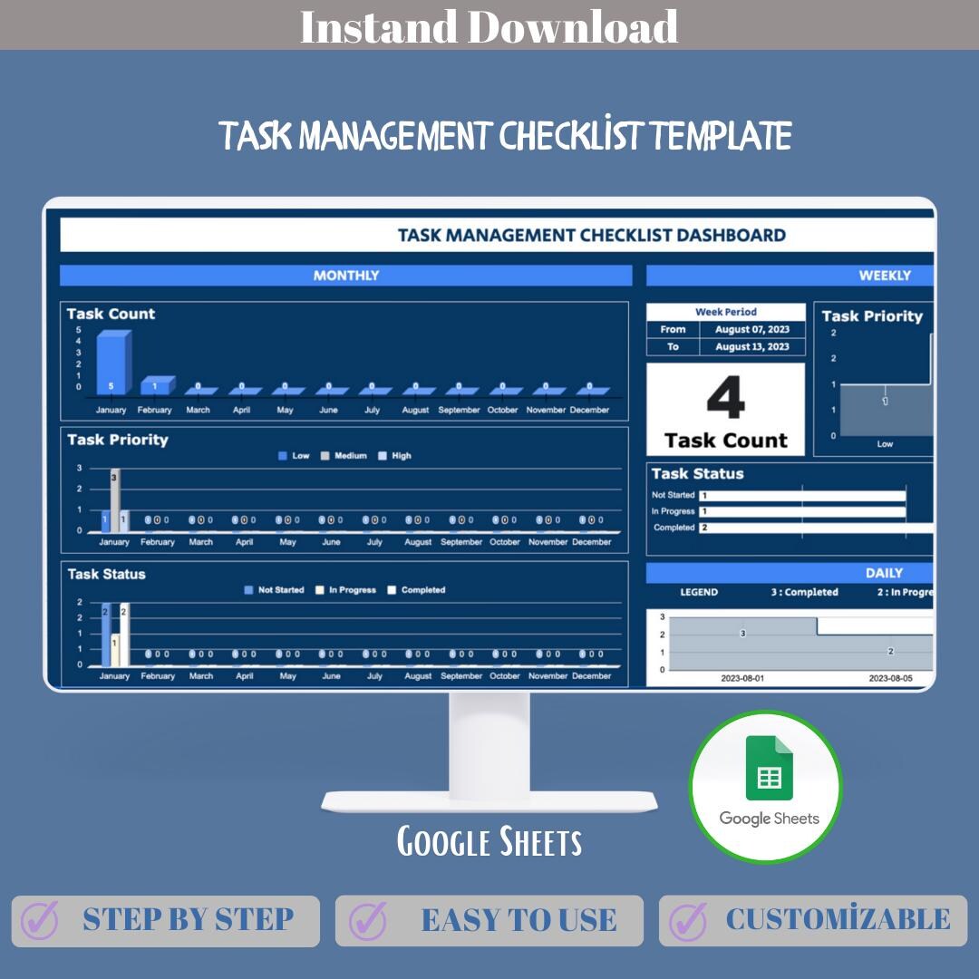 Task Management Checklist Google Sheets Project Task Tracker ...