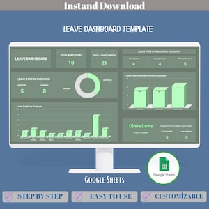 Leave Dashboard Google Sheets Template With Monthly Summary, Absence Tracking, Auto Reports, Leave Balances, And Employee Leave Insights