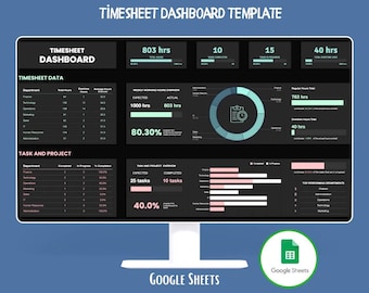 Timesheet Dashboard Google Sheets Employee Time Tracker Work Hours Dashboard Payroll Timesheet Template
