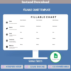 Grafico compilabile per piccole imprese, modello di Fogli Google per creare grafici modificabili, monitorare gli input di dati e visualizzare metriche, visualizzazioni KPI e statistiche