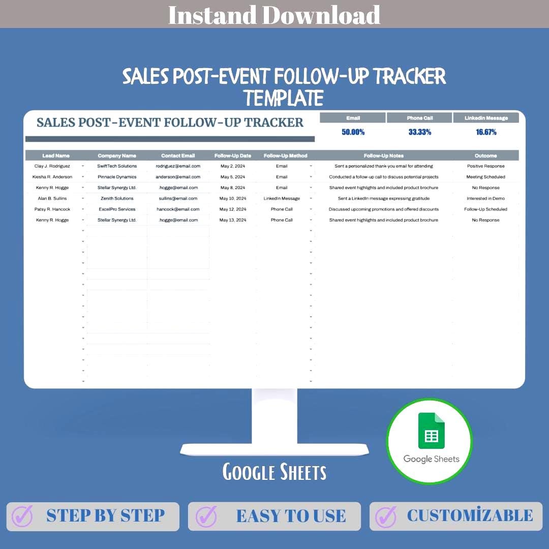 Sales Post Event Follow up Tracker Google Sheets Template for Lead ...